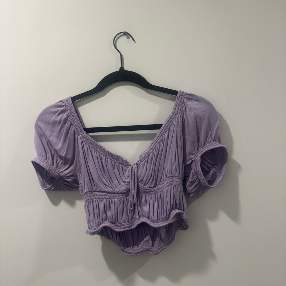 Urban Outfitters Lilac Puff Sleeve Crop Top